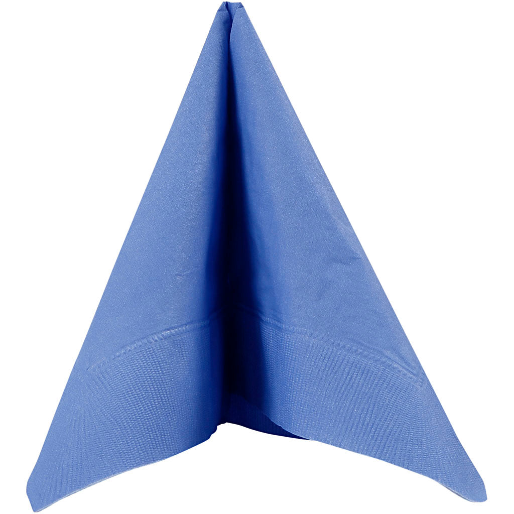 Servietter, hvid bagside, str. 33x33 cm, lyseblå, 20 stk./ 1 pk.