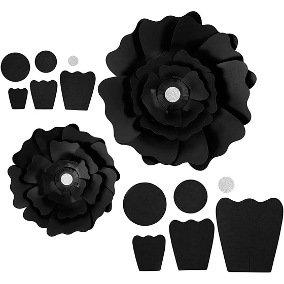 Papirblomster, diam. 15+25 cm, 230 g, sort, 2 stk./ 1 pk.