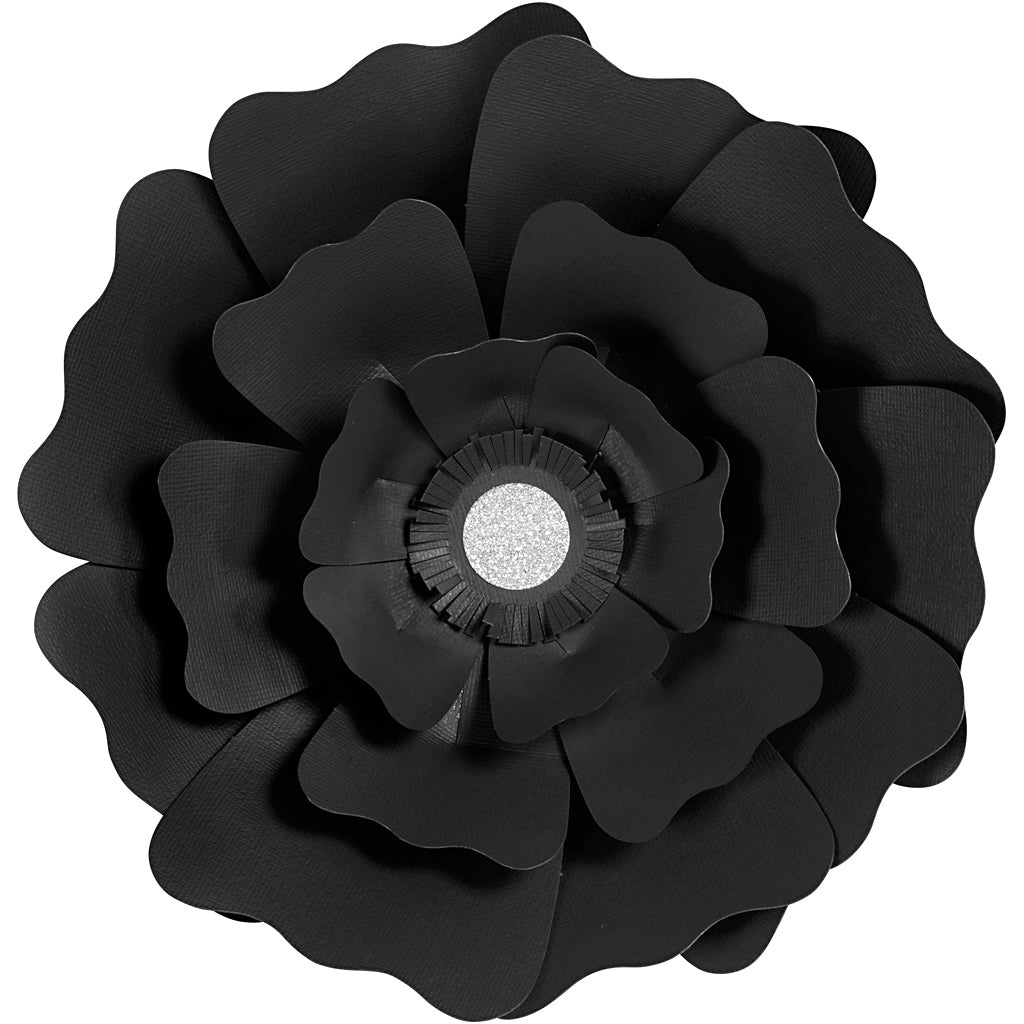 Papirblomster, diam. 15+25 cm, 230 g, sort, 2 stk./ 1 pk.