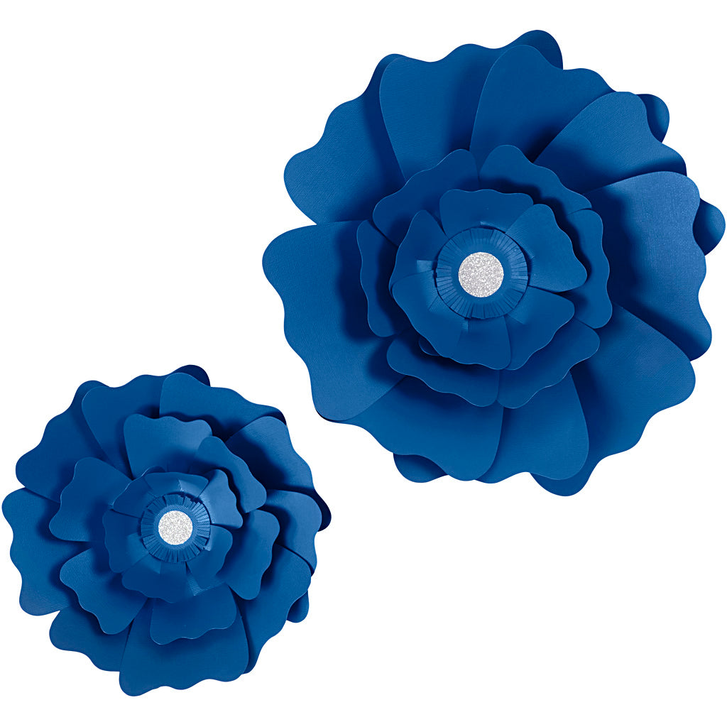 Papirblomster, diam. 15+25 cm, 230 g, blå, 2 stk./ 1 pk.