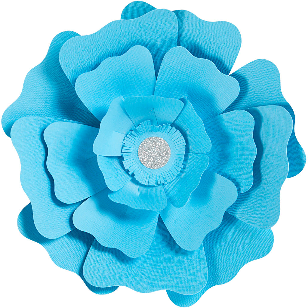 Papirblomster, diam. 15+25 cm, 230 g, lyseblå, 2 stk./ 1 pk.