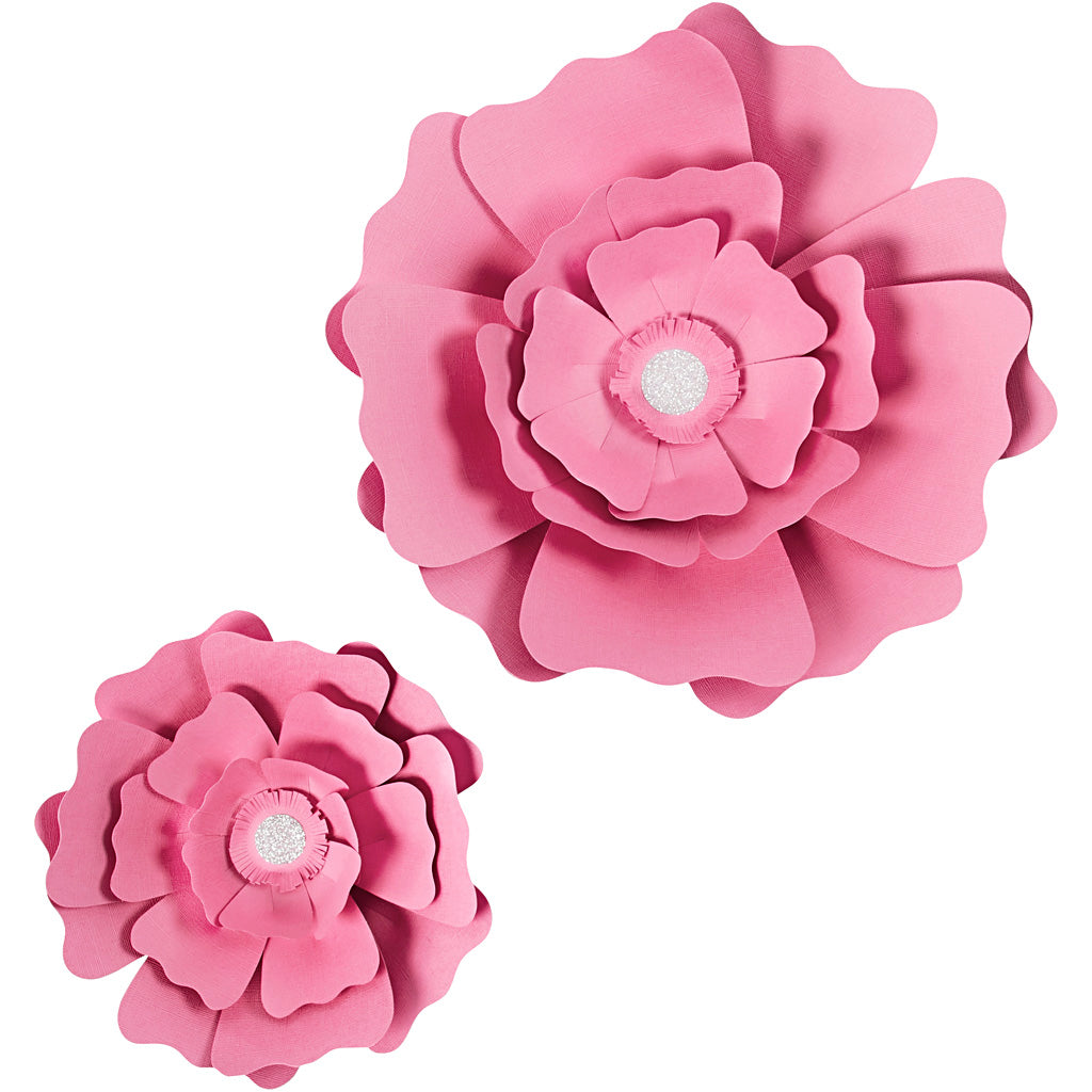 Papirblomster, diam. 15+25 cm, 230 g, lyserød, 2 stk./ 1 pk.