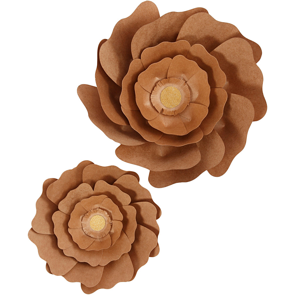 Papirblomster, diam. 15+25 cm, natur, 2 stk./ 1 pk.