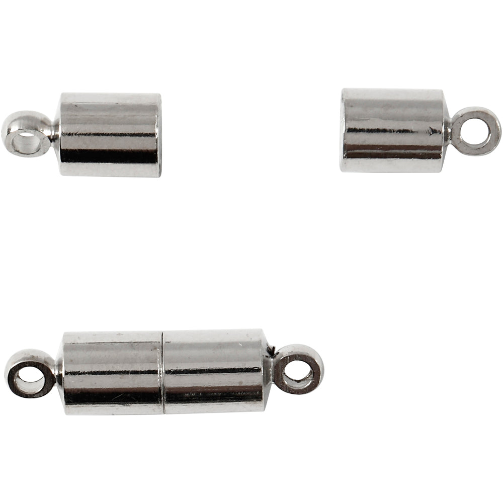 Magnetlås, L: 15 mm, diam. 5 mm, forsølvet, 10 stk./ 1 pk.
