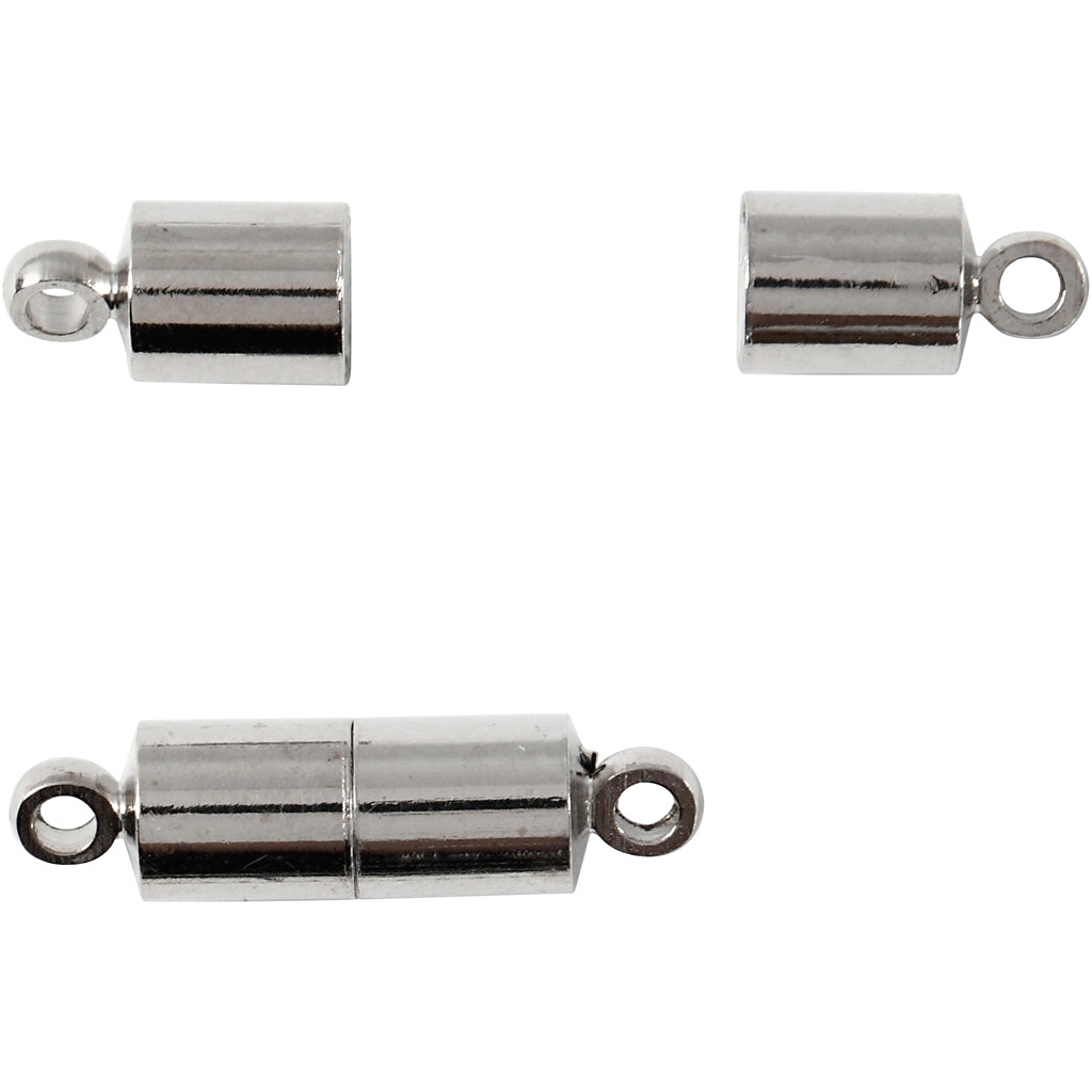 Magnetlås, L: 15 mm, diam. 5 mm, forsølvet, 10 stk./ 1 pk.