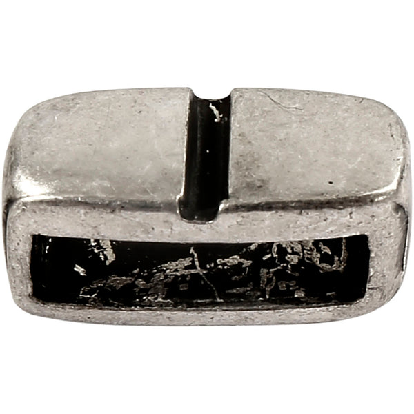 Ledperle, str. 6x14 mm, hulstr. 10x3 mm, antik sølv, 5 stk./ 1 pk.