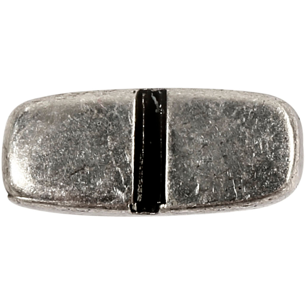 Ledperle, str. 6x14 mm, hulstr. 10x3 mm, antik sølv, 5 stk./ 1 pk.