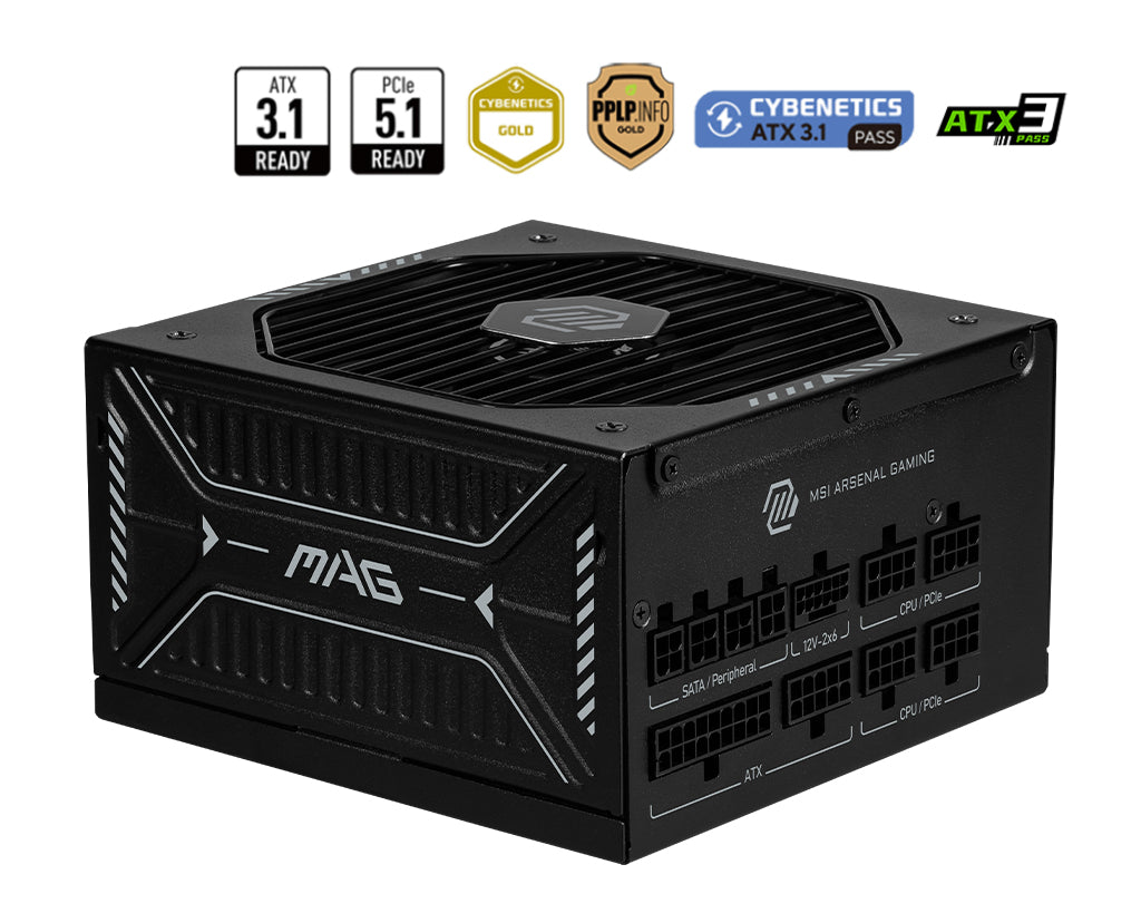 MSI MAG A850GLS PCIE5 enhed til strømforsyning 850 W 24-pin ATX ATX Sort