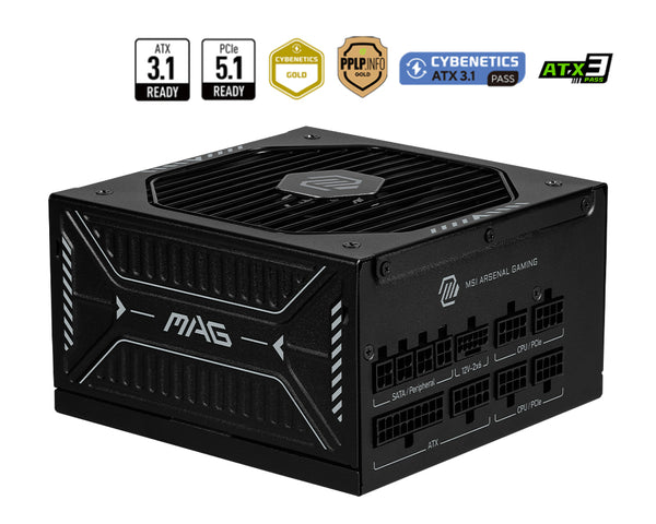 MSI MAG A850GLS PCIE5 enhed til strømforsyning 850 W 24-pin ATX ATX Sort