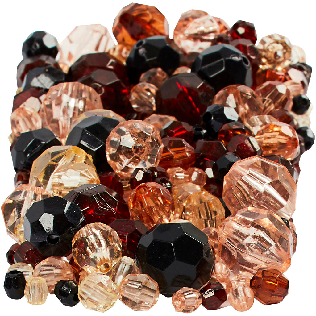 Facetperler, str. 4-12 mm, hulstr. 1-2,5 mm, gylden, 250 g/ 1 pk.