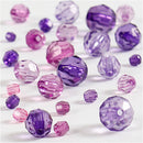 Facetperler, str. 4-12 mm, hulstr. 1-2,5 mm, lilla, 250 g/ 1 pk.