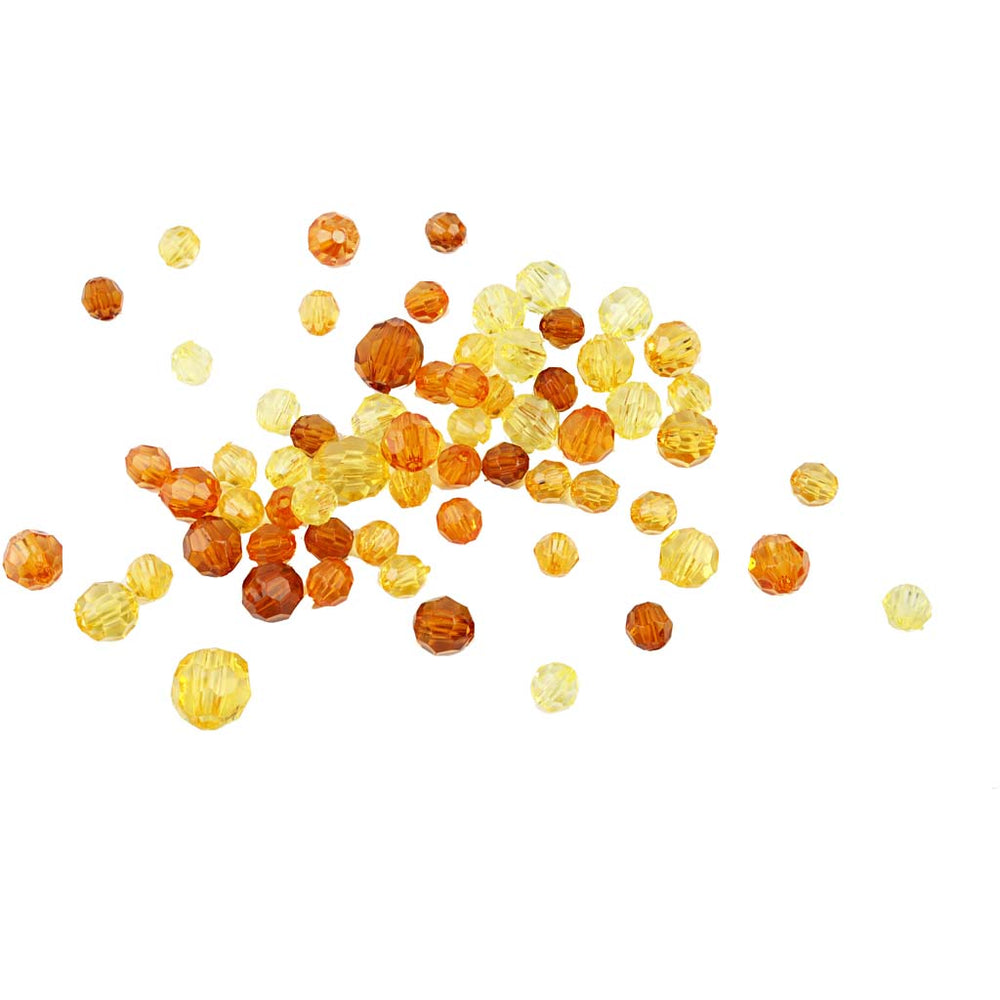 Facetperler, str. 4-12 mm, hulstr. 1-2,5 mm, gul (32227), 250 g/ 1 pk.