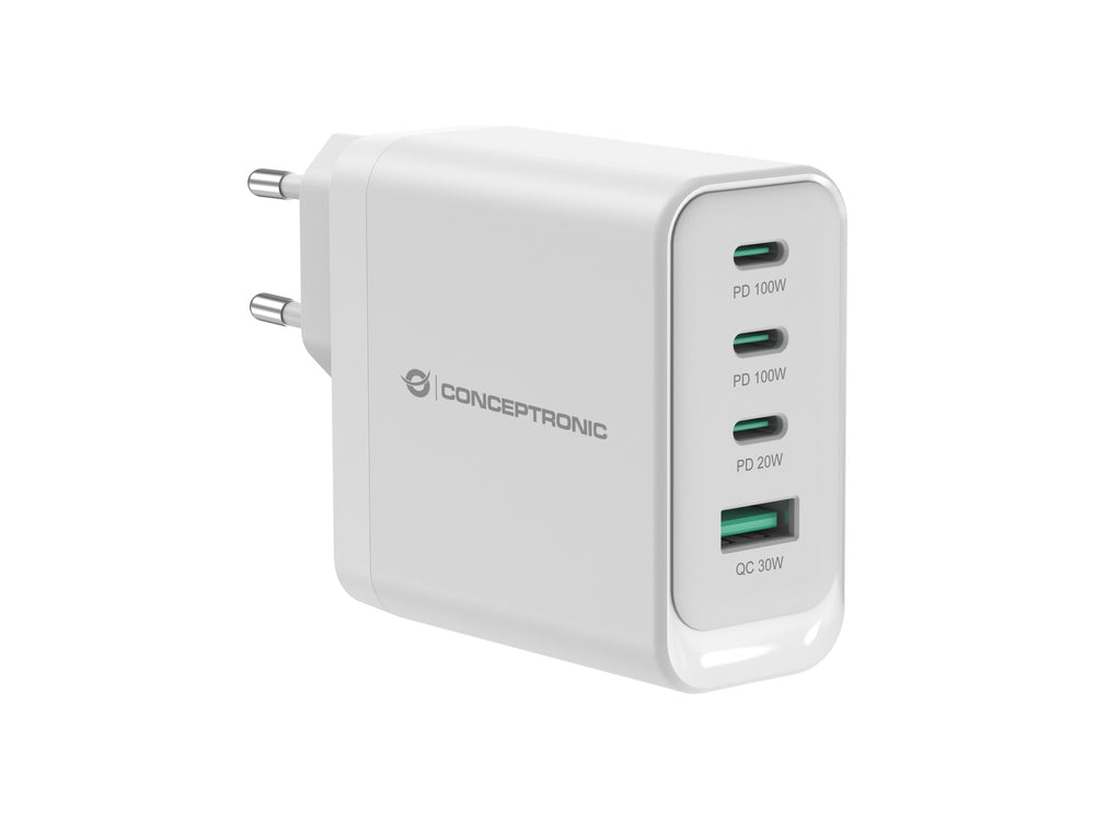 Conceptronic ALTHEA22W100 oplader til mobil enhed Universel Hvid Vekselstrøm Hurtig opladning Indendørs