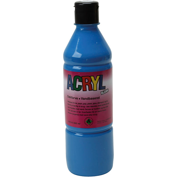 Akrylmaling, primær blå, 500 ml/ 1 fl.