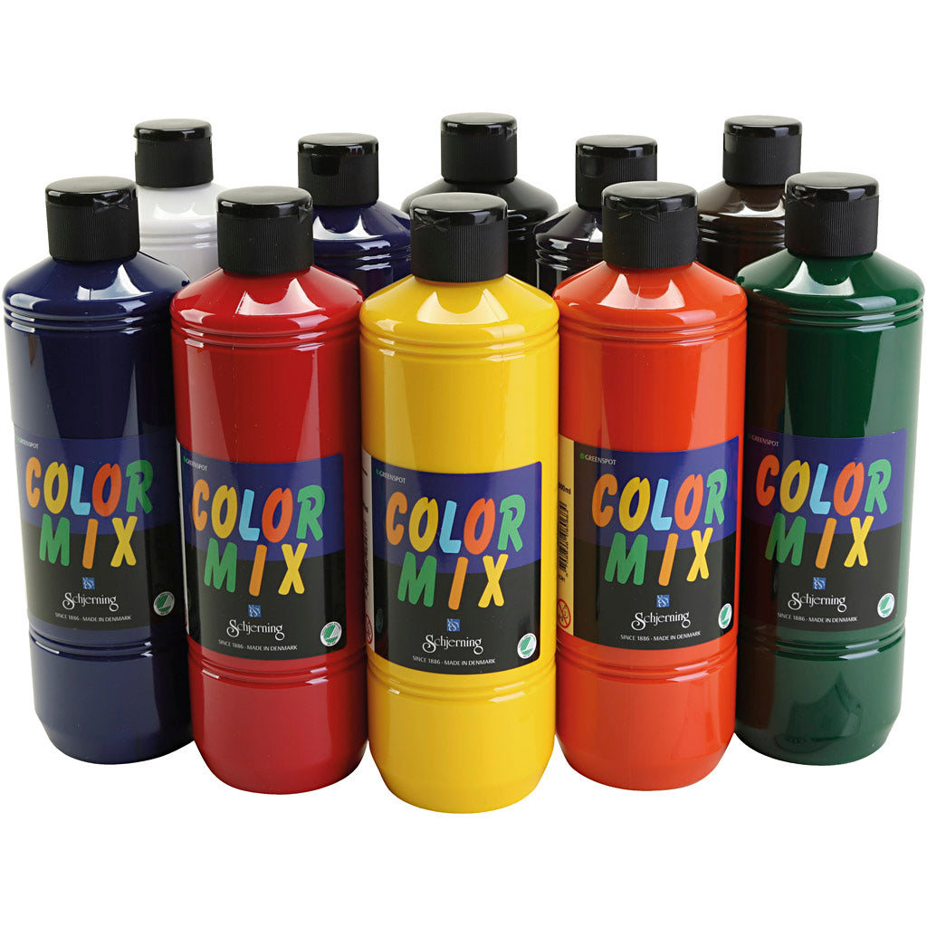 Skole Lasurmaling, ass. farver, 10x500 ml/ 1 pk.