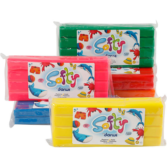 Softy Modellervoks, ass. farver, 6x500 g/ 1 pk.