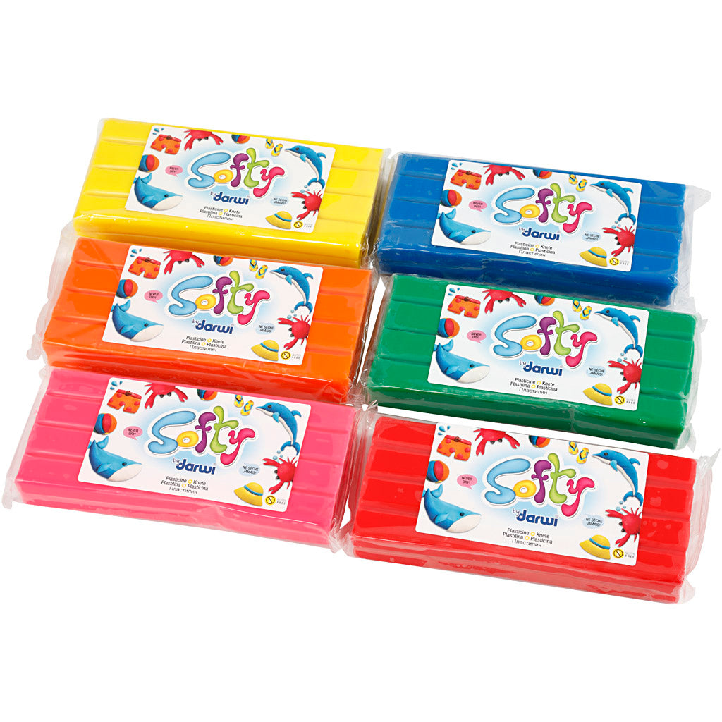 Softy Modellervoks, ass. farver, 6x500 g/ 1 pk.