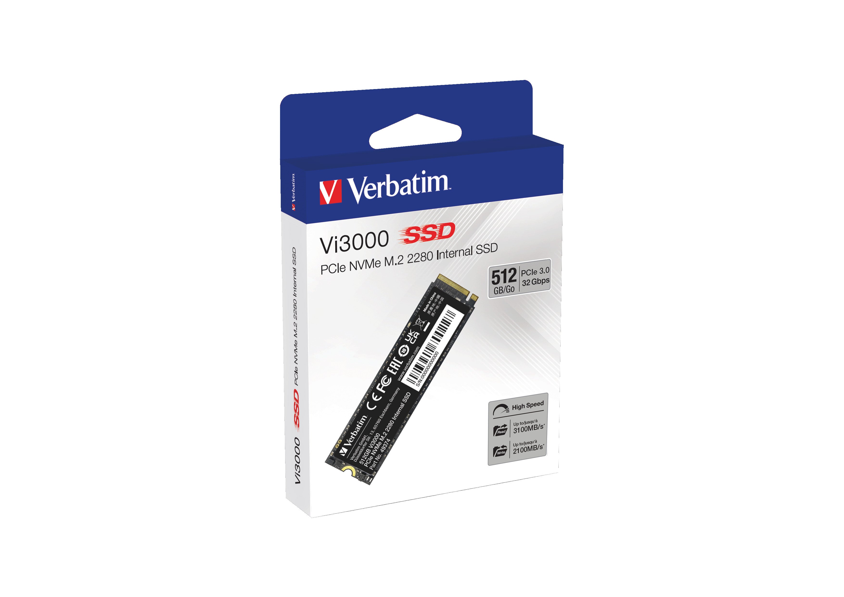 Verbatim SSD Vi3000 512GB M.2 PCI Express 3.0 x4 (NVMe)