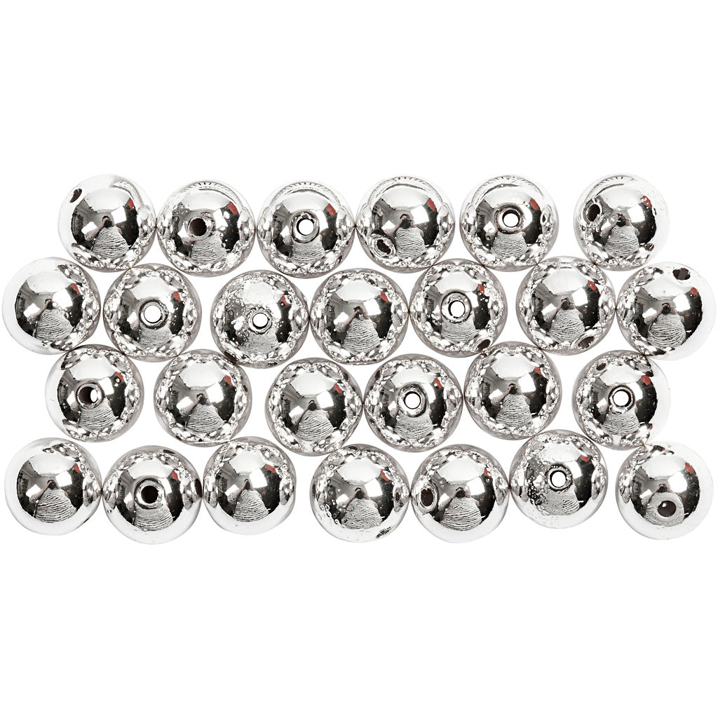 Voksperler, diam. 8 mm, hulstr. 1 mm, sølv, 50 stk./ 1 pk.