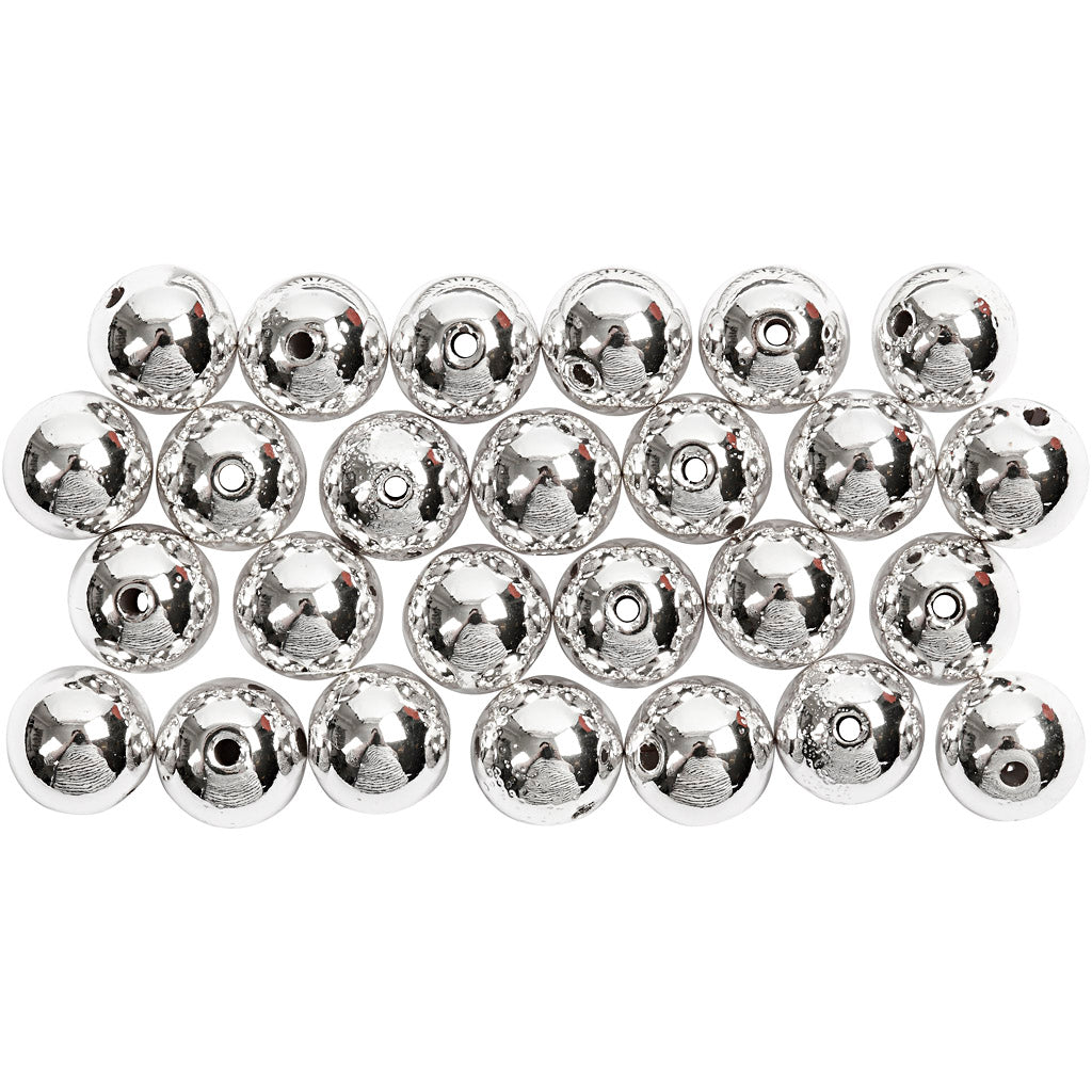 Voksperler, diam. 8 mm, hulstr. 1 mm, sølv, 50 stk./ 1 pk.