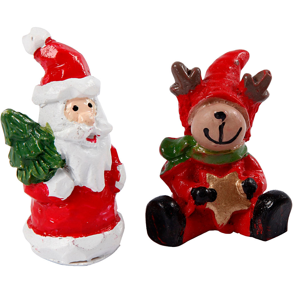 Minifigurer, julemand, rensdyr og snemand, H: 35 mm, L: 10 mm, 3 stk./ 1 pk.
