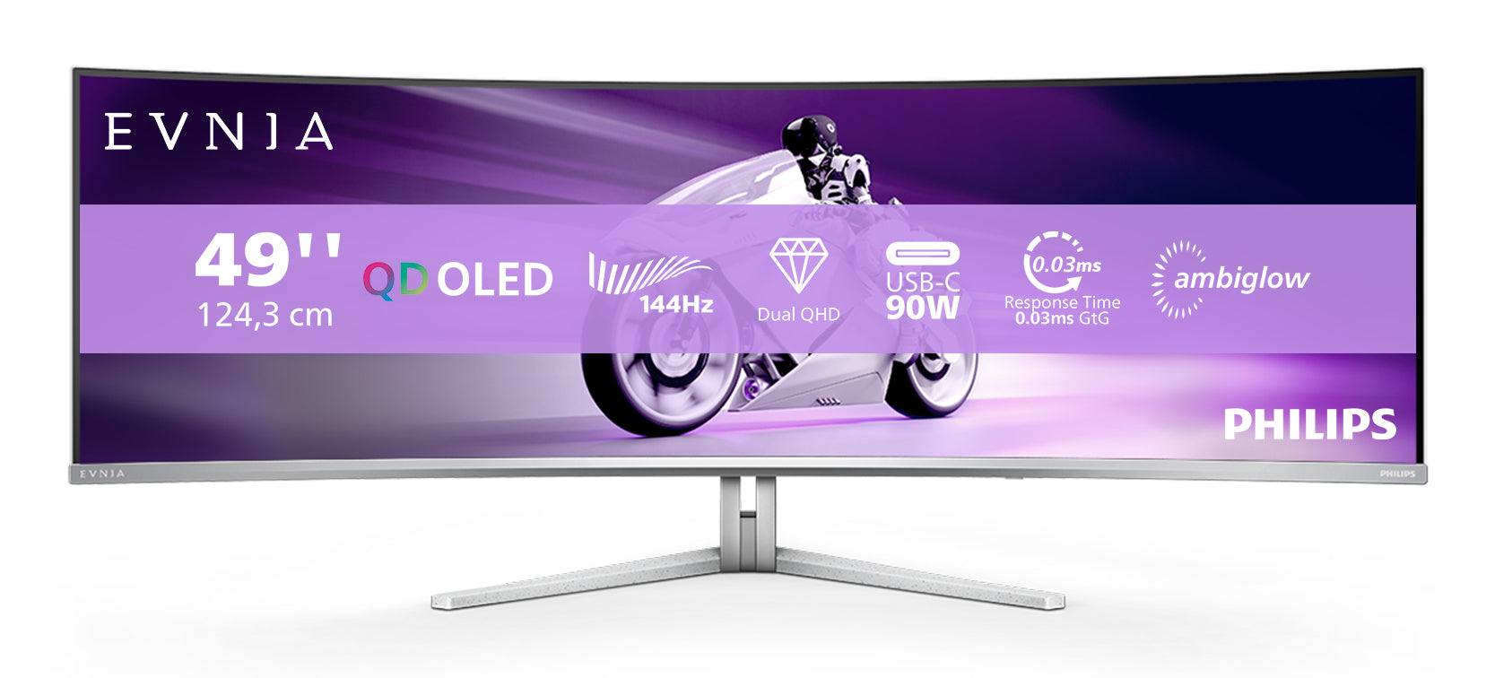 Philips Evnia 8000 49M2C8900L 49 5120 x 1440 (UltraWide) HDMI DisplayPort USB-C 144Hz  Dockingskærm