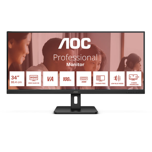 AOC Essential-line U34E2M/BK 34 3440 x 1440 (UltraWide) HDMI DisplayPort 100Hz