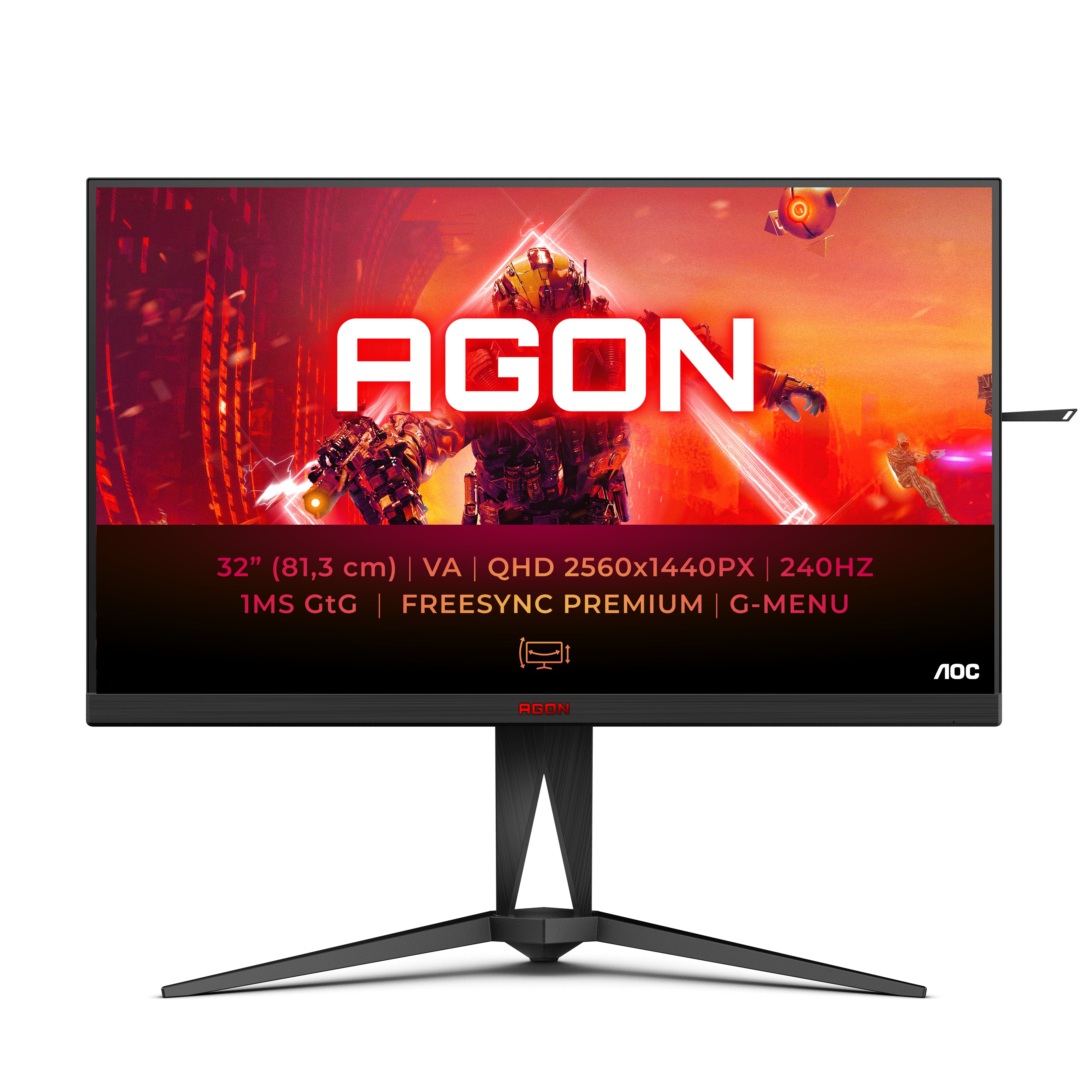 AOC AGON AG325QZN 31.5 2560 x 1440 (2K) HDMI DisplayPort 240Hz Pivot Skærm