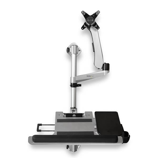 StarTech.com Wall Mount Workstation, Articulating Standing Desk w/ Ergonomic Height Adjustable Monitor Arm & Padded Keyboard Tray, 34 VESA Display, Foldable Wall Mounted Sit Stand Desk - Foldable Standing Desk (WALLSTSI1) Monteringssæt LCD-display/tastat