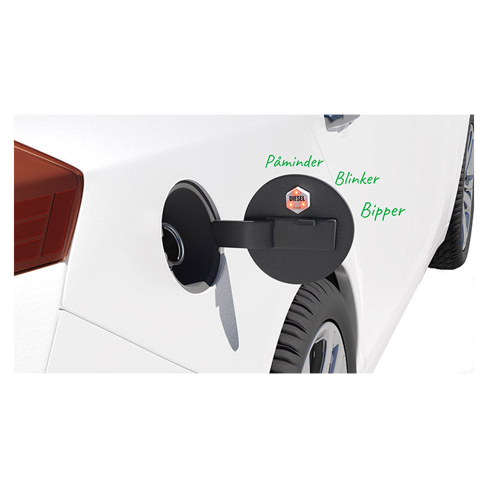 Fejltankningsalarm til dieselbiler - lys og lyd advarsel, lang batterilevetid, Fueli