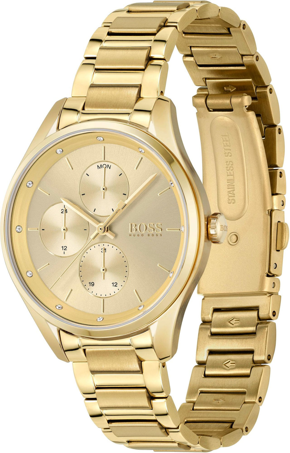 Hugo Boss dameur 1502584 Grand Course kvarts guldfarvet rustfrit stål