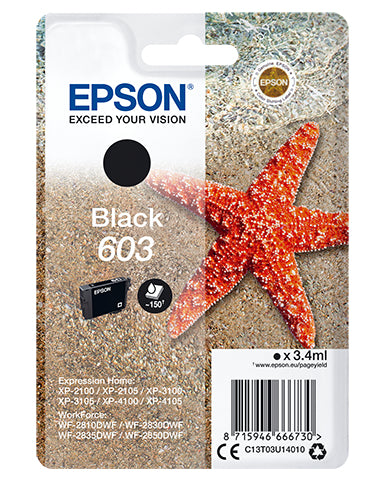 Epson 603 Sort Blæk C13T03U14020