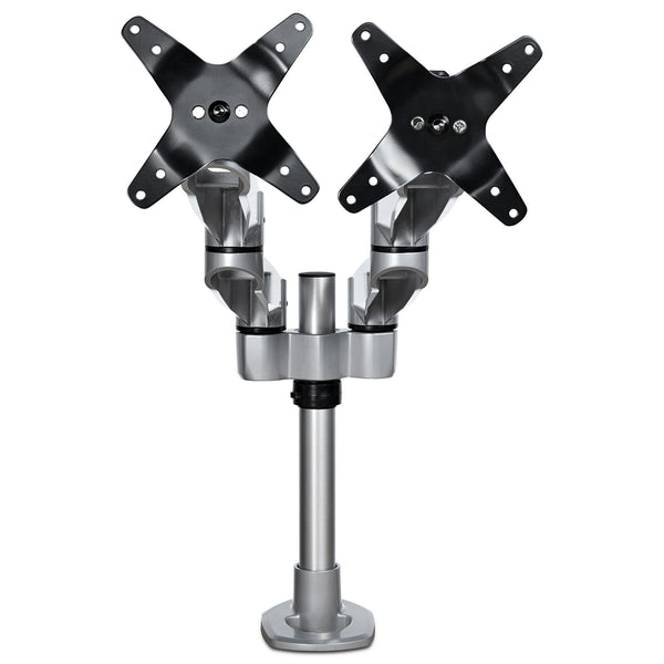 StarTech.com Desk Mount Dual Monitor Arm, Premium Articulating Monitor Arm, up to 27 VESA Mount Displays, Height Adjustable Monitor Mount, Rotating/Swivel/Tilt, Desk Clamp/Grommet, Silver - Easy & Quick Assembly (ARMDUALPS) Monteringssæt 2 LCD displays 1
