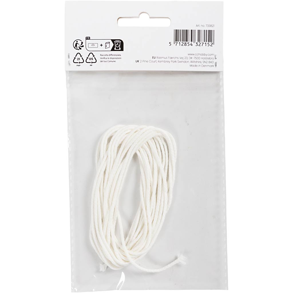 Væge til bivoksplader, Anvend til lys med bivoksplader, nr. 3, tykkelse 2-3 mm, 100 g, 3 m/ 1 pk.