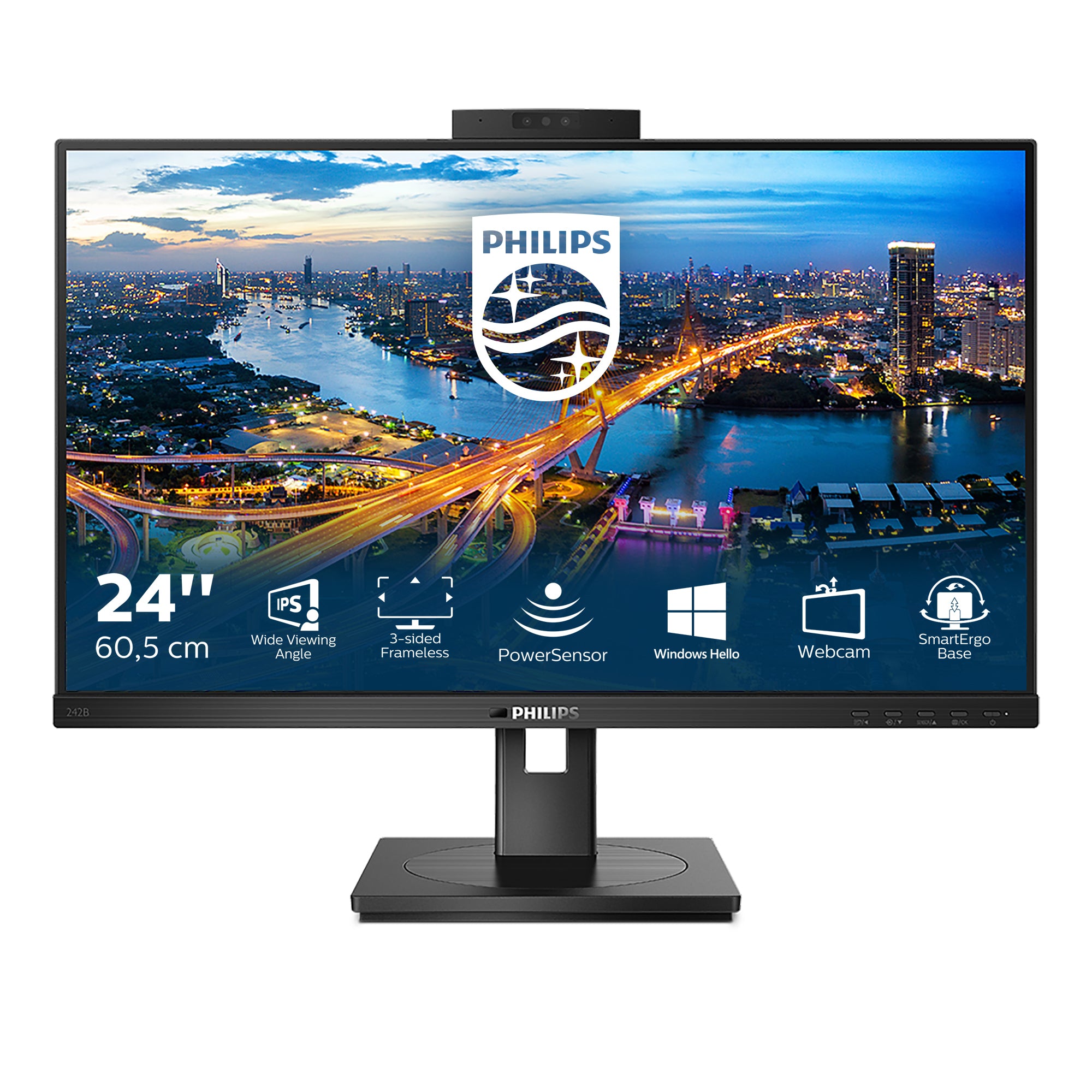 Philips 242B1H 24 IPS 1920 x 1080 (Full HD) DVI VGA (HD-15) HDMI DisplayPort 75Hz