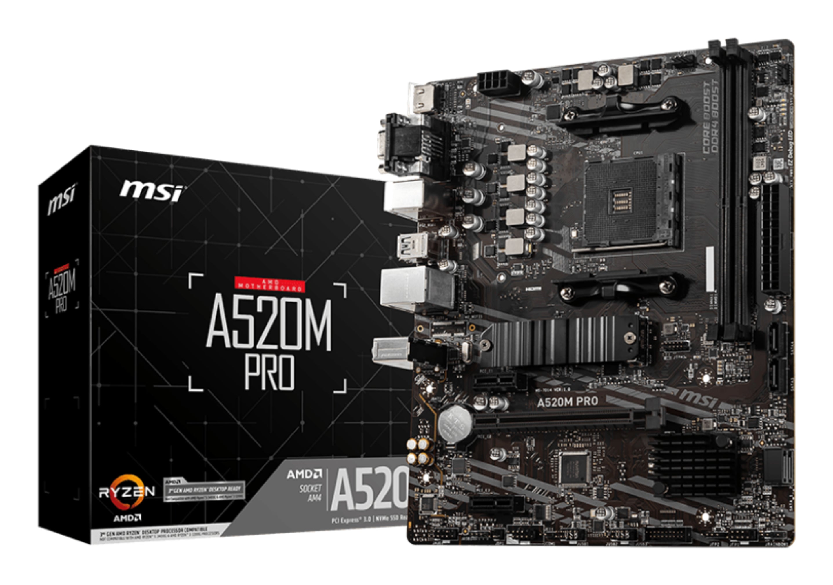 MSI A520M PRO Micro-ATX  AM4 AMD A520