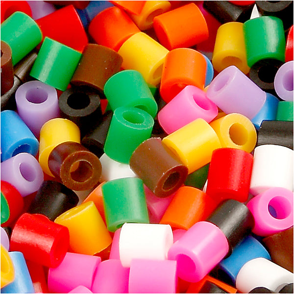 Rørperler, str. 5x5 mm, hulstr. 2,5 mm, medium, standardfarver, 20000 ass./ 1 spand