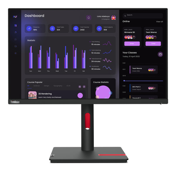 Lenovo ThinkVision T24i-30 23.8 IPS 1920 x 1080 (Full HD) VGA HDMI DisplayPort 60Hz