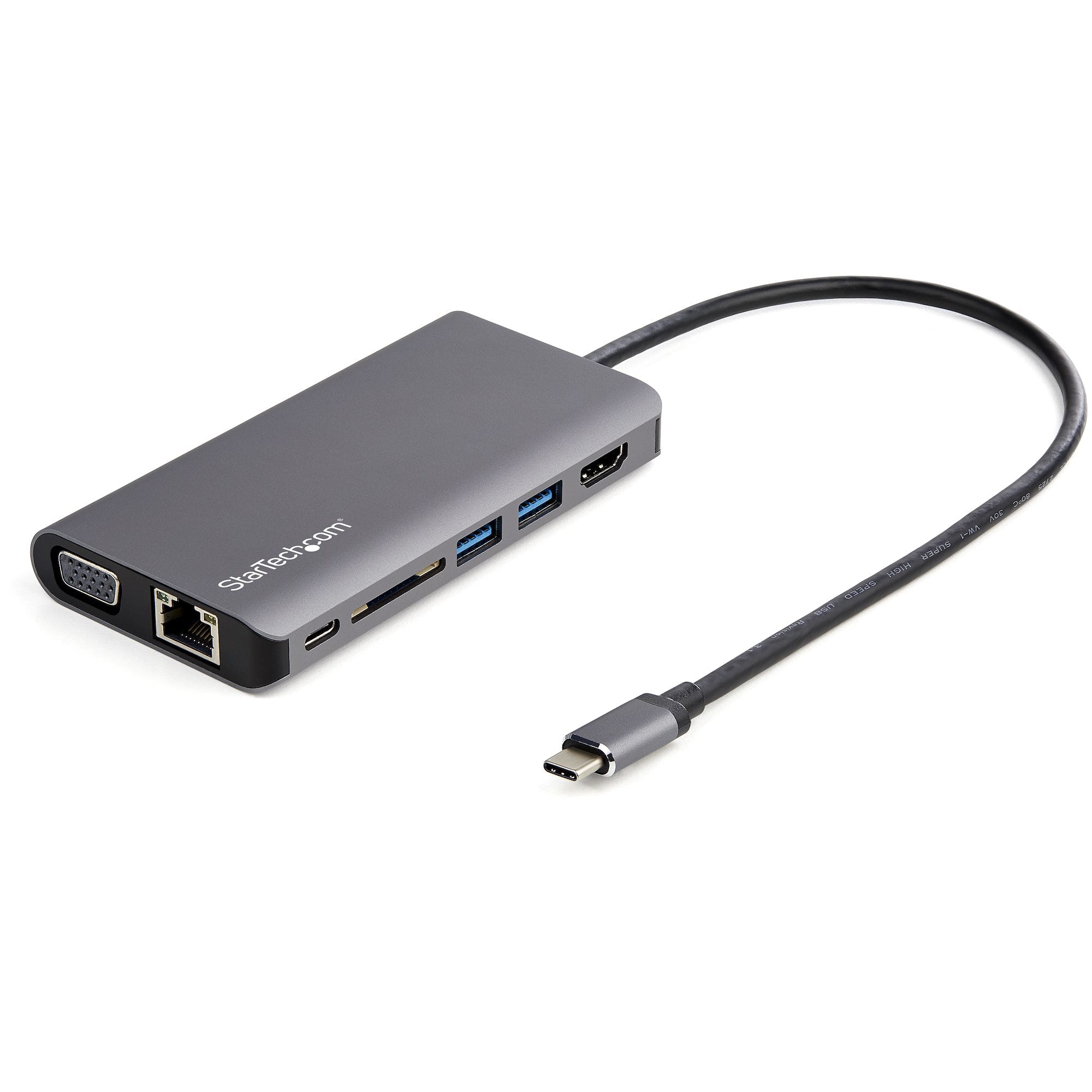 StarTech.com USB C Multiport Adapter, USB-C Mini Travel Dock w/ 4K HDMI or 1080p VGA, 100W PD Pass-Through, 3x USB, SD, GbE, Audio Dockingstation