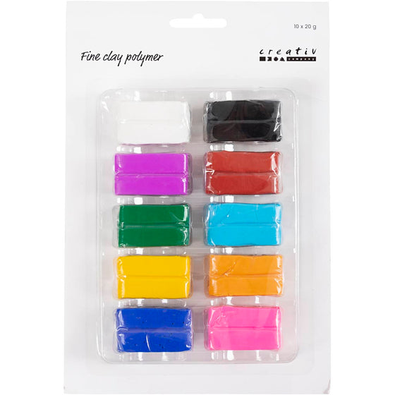 Fine Clay Polymer, colorful, 10x20 g/ 1 pk.