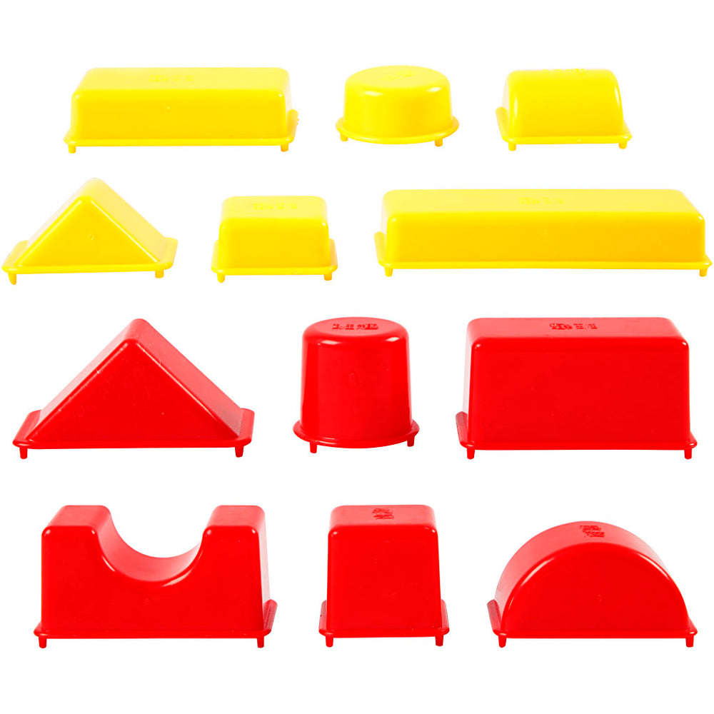 12 Geometriske Sandforme i Plast - 3,5-9,5 cm