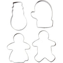 Udstiksforme, kagekone, kagemand, vante og snemand, H: 8 cm, 4 stk./ 1 pk.