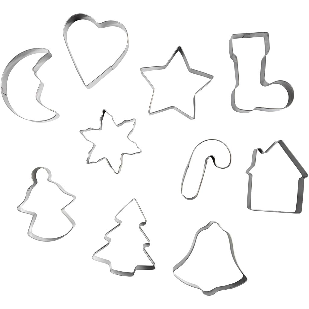 Udstiksforme, Julemotiver, str. 3-5,7 cm, 10 stk./ 1 pk.