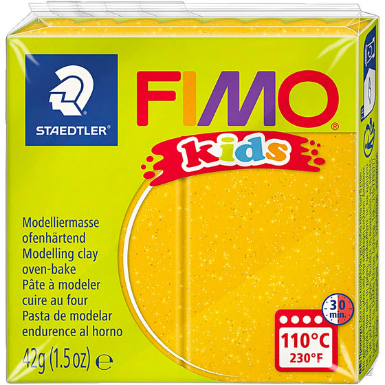 FIMO® Kids Ler, glitter, guld, 42 g/ 1 pk.
