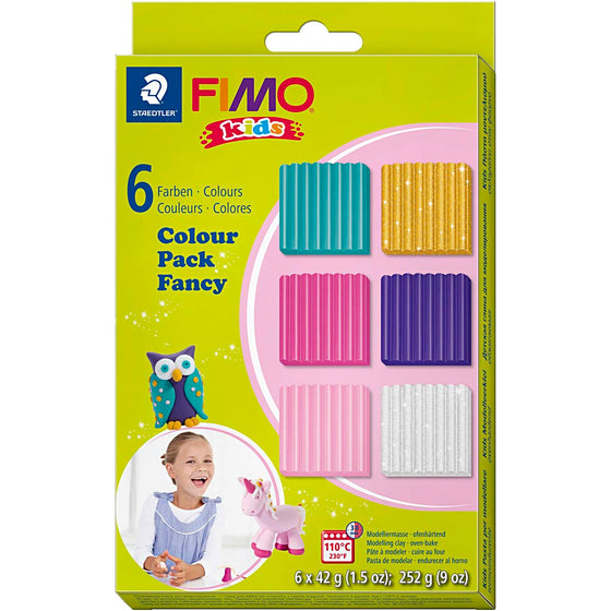 FIMO® Kids Ler, suppleringsfarver, 6x42 g/ 1 pk.