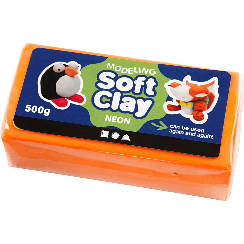 Neon Orange Modellervoks - 500 g, Blød og Formbar