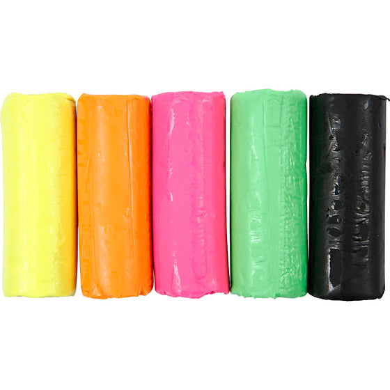 Modellervoks, H: 9,5 cm, neonfarver, 5x80 g/ 1 spand