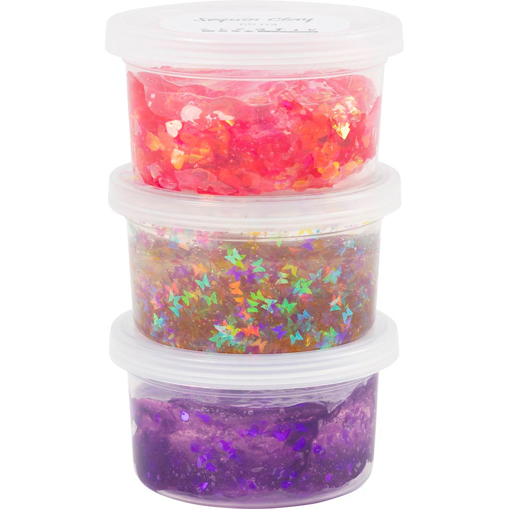 Sequin Clay, lilla/pink harmoni, 3x60 g/ 1 pk.