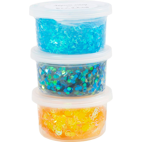 Sequin Clay, blå/grøn harmoni, 3x60 g/ 1 pk.