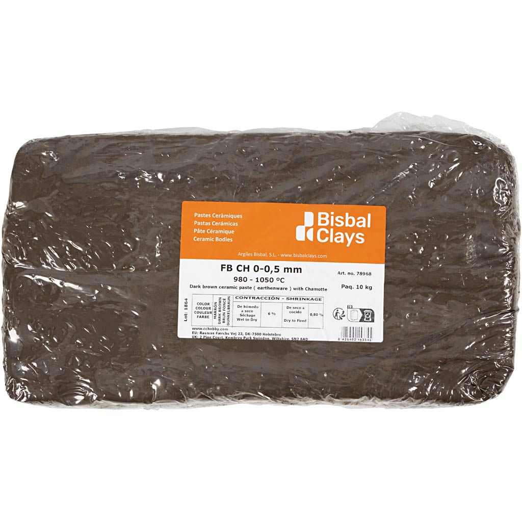 Ler med chamotte, mørk brun, 10 kg/ 1 pk.
